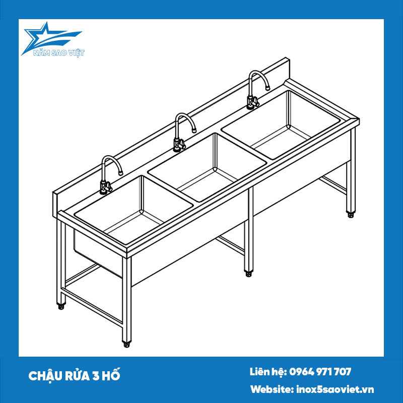 CHẬU RỬA 3 HỐ